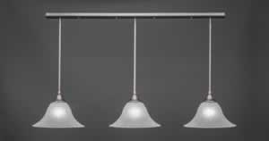 3 Light Multi Light Pendant With Hang Straight Swivels Shown In Brushed Nickel Finish With 14" White Marble Glass