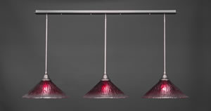 3 Light Multi Light Pendant With Hang Straight Swivels Shown In Brushed Nickel Finish With 16" Wine Crystal Glass