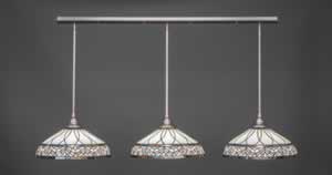 3 Light Multi Light Pendant With Hang Straight Swivels Shown In Brushed Nickel Finish With 16" Royal Merlot Tiffany Glass