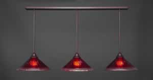 3 Light Multi Light Pendant With Hang Straight Swivels Shown In Bronze Finish With 16" Raspberry Crystal Glass