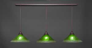 3 Light Multi Light Pendant With Hang Straight Swivels Shown In Bronze Finish With 16" Kiwi Green Crystal Glass