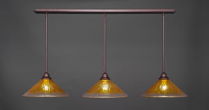 3 Light Multi Light Pendant With Hang Straight Swivels Shown In Bronze Finish With 16" Gold Champagne Crystal Glass