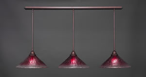 3 Light Multi Light Pendant With Hang Straight Swivels Shown In Bronze Finish With 16" Wine Crystal Glass