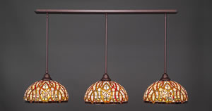 3 Light Multi Light Pendant With Hang Straight Swivels Shown In Bronze Finish With 15" Persian Nites Tiffany Glass