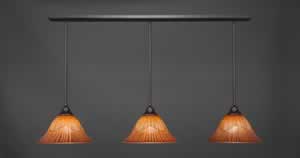 3 Light Multi Light Pendant With Hang Straight Swivels Shown In Dark Granite Finish With 14" Tiger Glass
