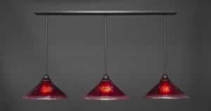 3 Light Multi Light Pendant With Hang Straight Swivels Shown In Dark Granite Finish With 16" Raspberry Crystal Glass