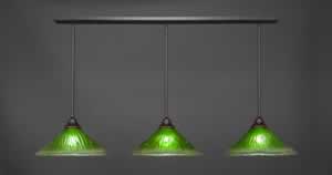 3 Light Multi Light Pendant With Hang Straight Swivels Shown In Dark Granite Finish With 16" Kiwi Green Crystal Glass