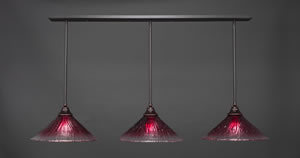 3 Light Multi Light Pendant With Hang Straight Swivels Shown In Dark Granite Finish With 16" Wine Crystal Glass