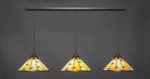 3 Light Multi Light Pendant With Hang Straight Swivels Shown In Dark Granite Finish With 16" Autumn Leaves Tiffany Glass