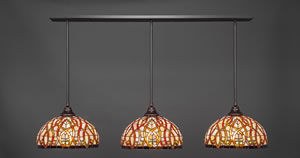 3 Light Multi Light Pendant With Hang Straight Swivels Shown In Dark Granite Finish With 15" Persian Nites Tiffany Glass