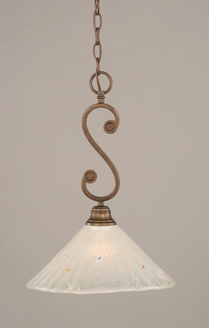 Curl Mini Pendant With Hang Straight Swivel Shown In Bronze Finish With 12" Frosted Crystal Glass