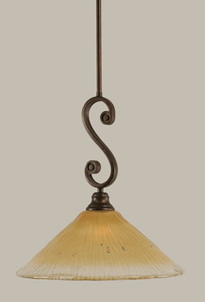 Curl Mini Pendant Shown In Bronze Finish With 16" Amber Crystal Glass