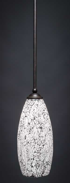 Zilo 1 Light Mini Pendant Shown In Dark Granite Finish With 5.5" Black Fusion Glass