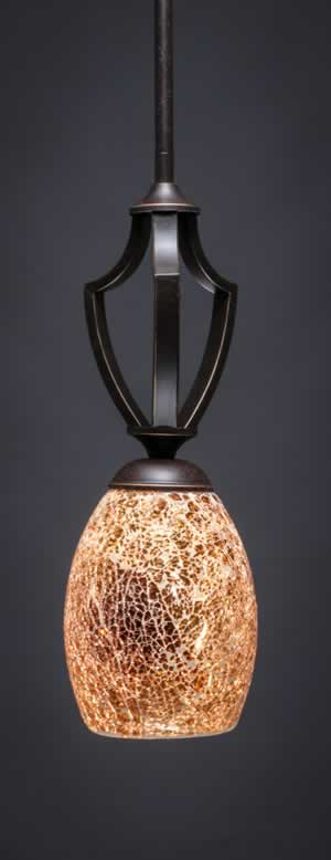 Zilo 1 Light Mini Pendant Shown In Dark Granite Finish With 5" Gold Fusion Glass