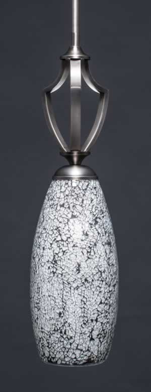 Zilo 1 Light Mini Pendant Shown In Graphite Finish With 5.5" Black Fusion Glass