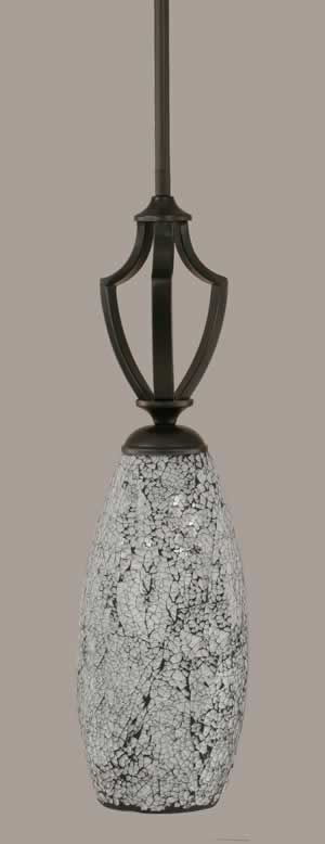 Zilo 1 Light Mini Pendant Shown In Matte Black Finish With 5.5" Black Fusion Glass