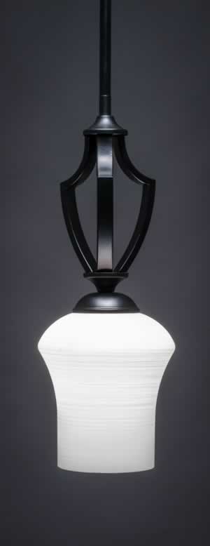 Zilo 1 Light Mini Pendant Shown In Matte Black Finish With 5.5" Zilo White Linen Glass