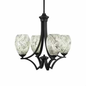 Zilo 4 Light Chandelier Shown In Dark Granite Finish With 5" Natural Fusion Ice Glass