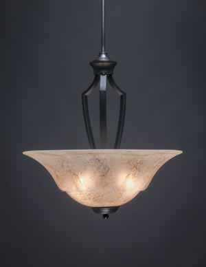 Zilo Pendant With 3 Bulbs Shown In Matte Black Finish With 20" Italian Marble Glass