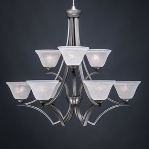 Zilo 9 Light Chandelier Shown In Graphite Finish With 7" White Marble Glass