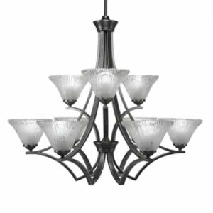 Zilo 9 Light Chandelier Shown In Graphite Finish With 7" Frosted Crystal Glass