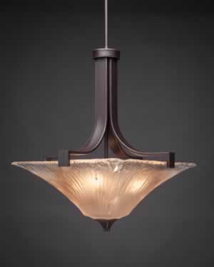 Apollo 3 Bulb Pendant With Hang Straight Swivel With Hang Straight Swivel Shown In Dark Granite Finish with Square 17” Square Amber Crystal Glass