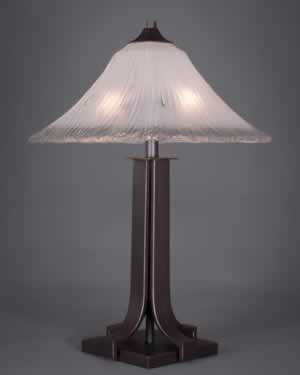Apollo Table Lamp Shown In Dark Granite Finish With Square Frosted Crystal Glass