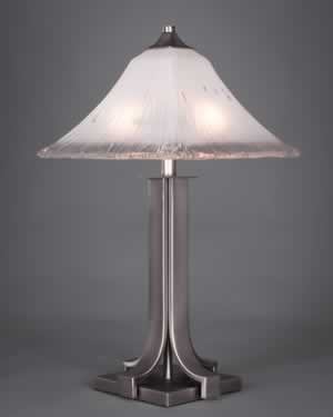 Apollo Table Lamp Shown In Graphite Finish With Square Frosted Crystal Glass