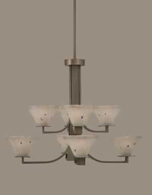 Apollo 8 Light Chandelier With Hang Straight Swivel Shown In Graphite Finish With 7" Frosted Crystal Glass