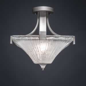 Apollo Semi-Flush With 3 Bulbs Shown In Graphite Finish With Frosted Crystal Glass