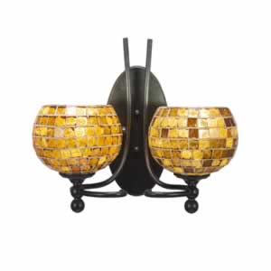 Capri 2 Light Wall Sconce Shown In Bronze Finish With 6" Mosaic Glass