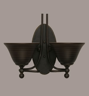 Capri 2 Light Wall Sconce Shown In Bronze Finish With 7" Charcoal Spiral Glass