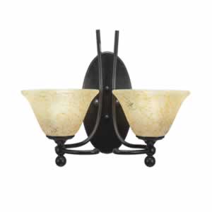 Capri 2 Light Wall Sconce Shown In Bronze Finish With 7" Italian Marble Glass