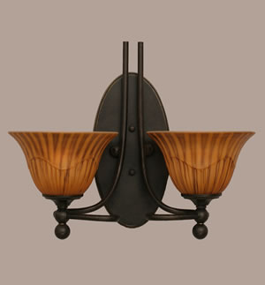 Capri 2 Light Wall Sconce Shown In Bronze Finish With 7" Tiger Glass