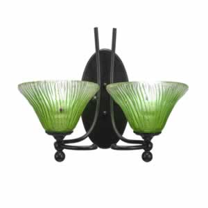 Capri 2 Light Wall Sconce Shown In Bronze Finish With 7" Kiwi Green Crystal Glass