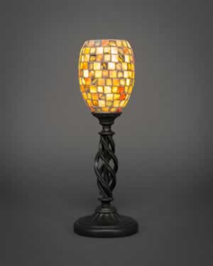Eleganté Mini Table Lamp Shown In Bronze Finish With 5" Sea Haze Seashell Glass