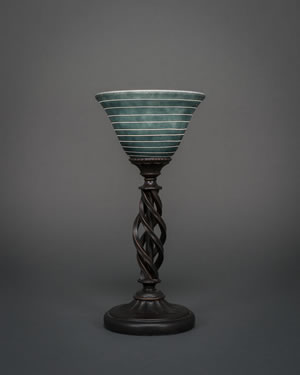 Eleganté Mini Table Lamp Shown In Dark Granite Finish With 7" Charcoal Spiral Glass