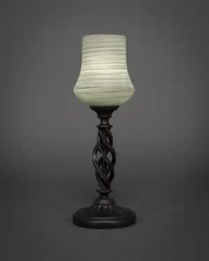 Eleganté Mini Table Lamp Shown In Bronze Finish With 5.5" Gray Linen Glass
