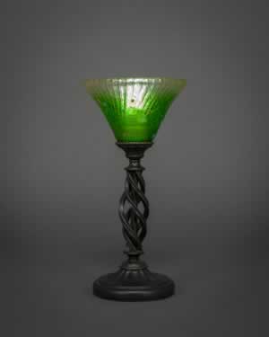 Eleganté Mini Table Lamp Shown In Bronze Finish With 7" Kiwi Green Crystal Glass