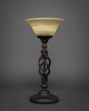 Eleganté Table Lamp Shown In Dark Granite Finish With 10" Gray Linen Glass