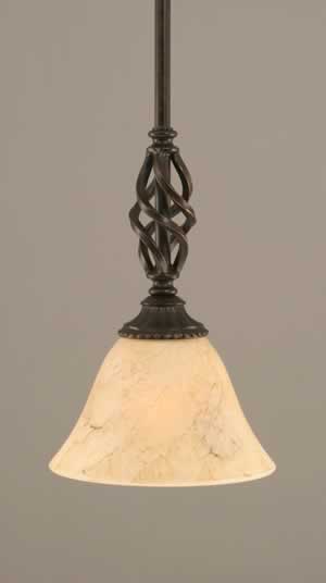 Eleganté Mini Pendant With Hang Straight Swivel Shown In Dark Granite Finish With 7" Italian Marble Glass