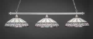 Square 3 Light Bar Shown In Brushed Nickel Finish With 16" Royal Merlot Tiffany Glass