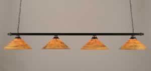 Black Copper Finish 4 Light Square Bar With 16" Firré Saturn Glass Shade