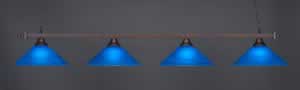 Square 4 Light Bar Shown In Bronze Finish With 16" Blue Italian Glass