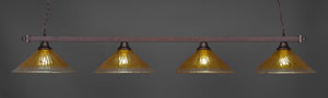 Square 4 Light Billiard Light Shown In Bronze Finish With 16" Gold Champagne Crystal Glass