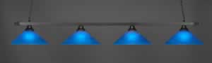 Square 4 Light Bar Shown In Matte Black Finish With 16" Blue Italian Glass