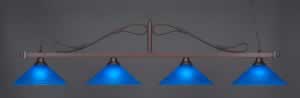 Scroll 4 Light Bar Shown In Bronze Finish With 16" Blue Italian Glass