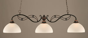 Black Copper Finish 3 Light Bar With 14" Alabaster Pumpkin Glass Shade