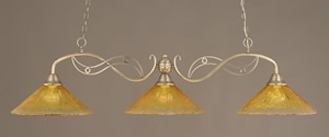 Jazz 3 Light Billiard Light Shown In Brushed Nickel Finish With 16" Gold Champagne Crystal Glass