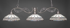 Jazz 3 Light Billiard Light Shown In Brushed Nickel Finish With 16" Royal Merlot Tiffany Glass